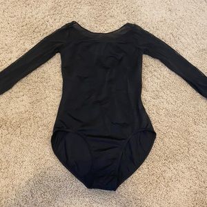 Black mesh 3/4 sleeve leotard adult small